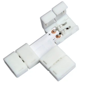 LED clip-connectors i T-form 10mm 2 pin 5050/5630 RGB til LED-strips