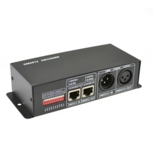 DMX512-controller til RGB LED-strips 12/24VDC med 3 kanaler
