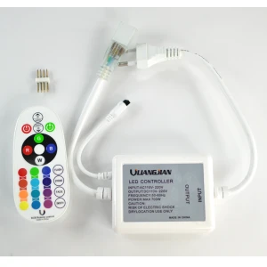 RGB LED-strip controller 220V med dimmer og IR-fjernbetjening med 24 knapper