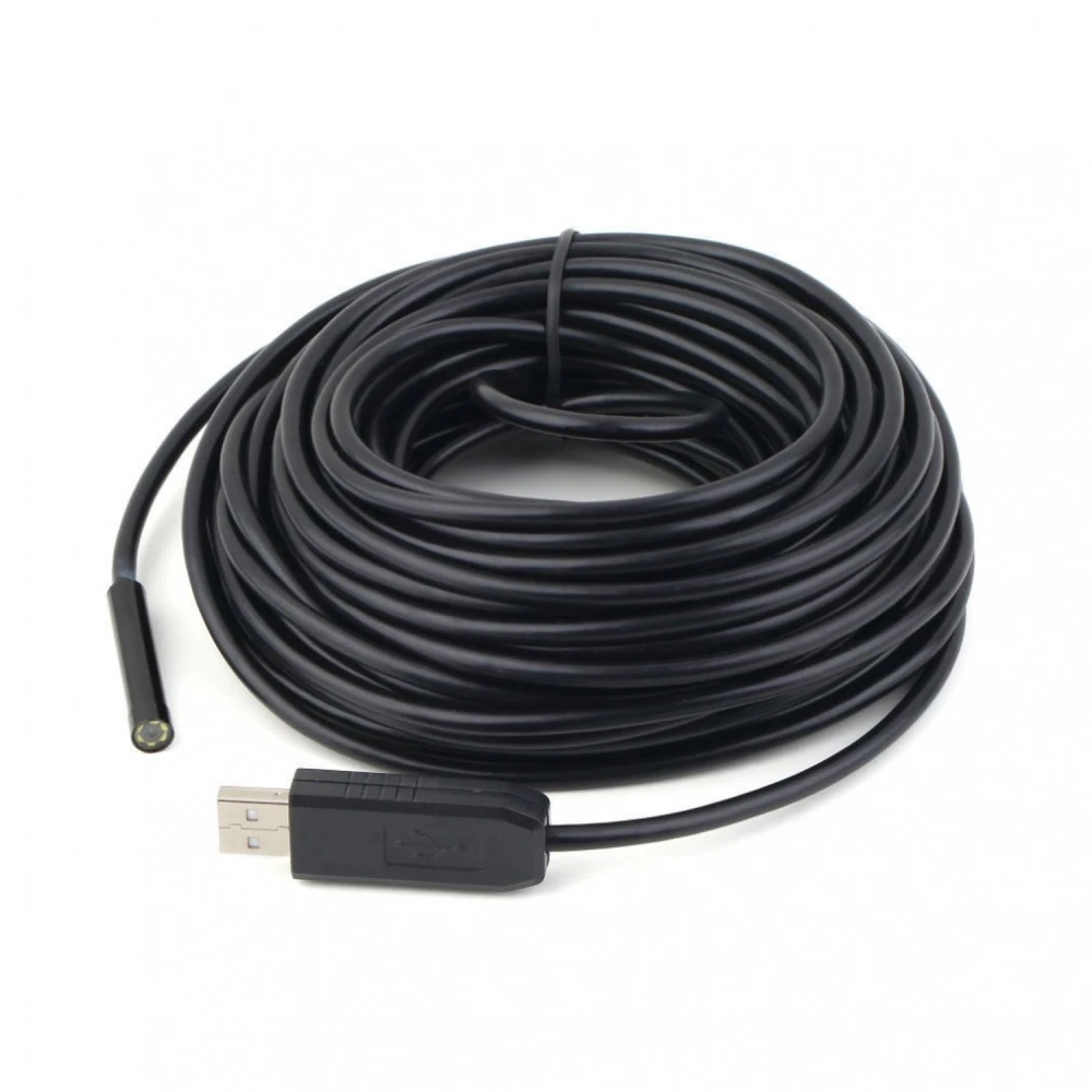 USB-inspektionskamera 10 meter fleksibel med 7mm linse og LED-lys, vandtæt