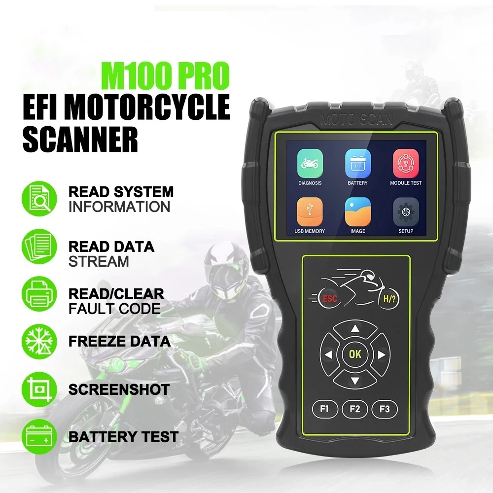 OBD motorcykel diagnose scanner JDiag M100 Pro til KTM, Honda, Yamaha, Kawasaki og BMW