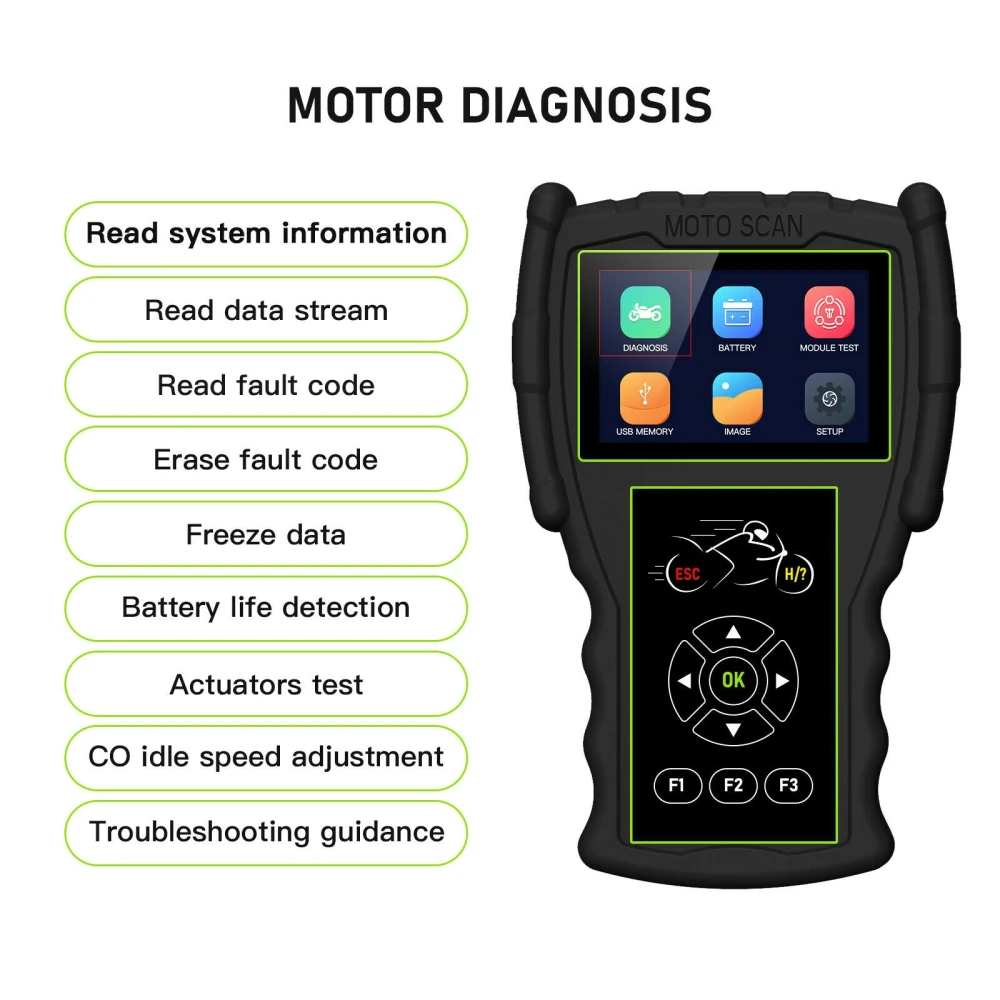 OBD motorcykel diagnose scanner JDiag M100 Pro til KTM, Honda, Yamaha, Kawasaki og BMW