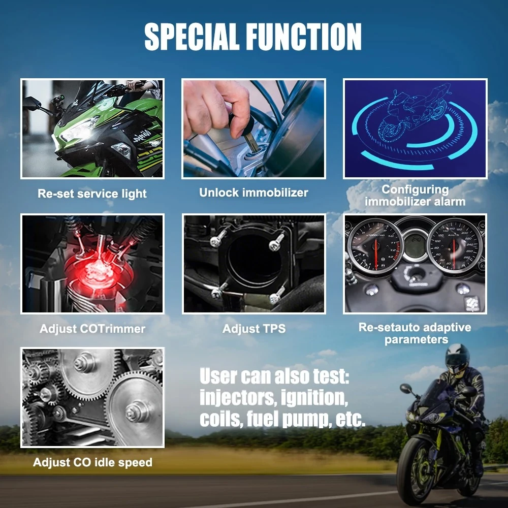 OBD motorcykel diagnose scanner JDiag M100 Pro til KTM, Honda, Yamaha, Kawasaki og BMW