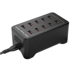 USB-ladestation med 10 porte og IQ Charge - 50W 12A, 2.4A pr. port