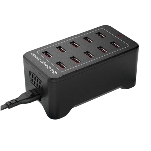 USB-ladestation med 10 porte og IQ Charge - 50W 12A, 2.4A pr. port