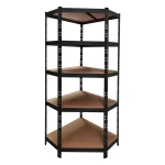 Sort hjørnehylde i metal 180x75x40 cm med 5 justerbare hylder