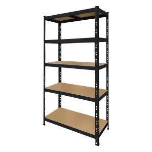 Sort metalreol 180x90x40 cm med 5 hylder og nem montering