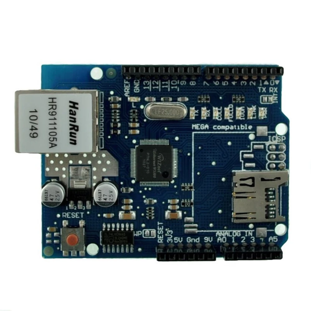 Ethernet Shield W5100 til Arduino til projekter med Arduino UNO og MEGA