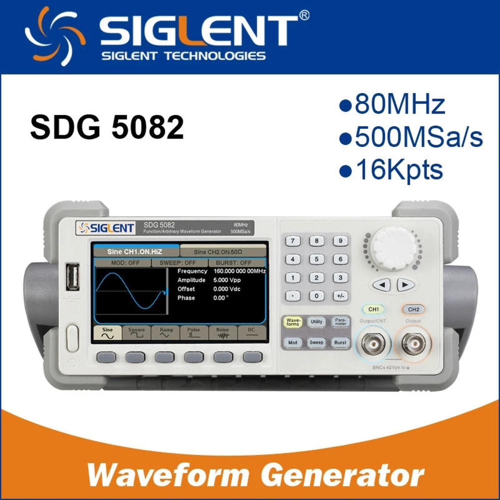 Siglent SDG5082 80MHz arbitrær funktionsgenerator med dobbelt output