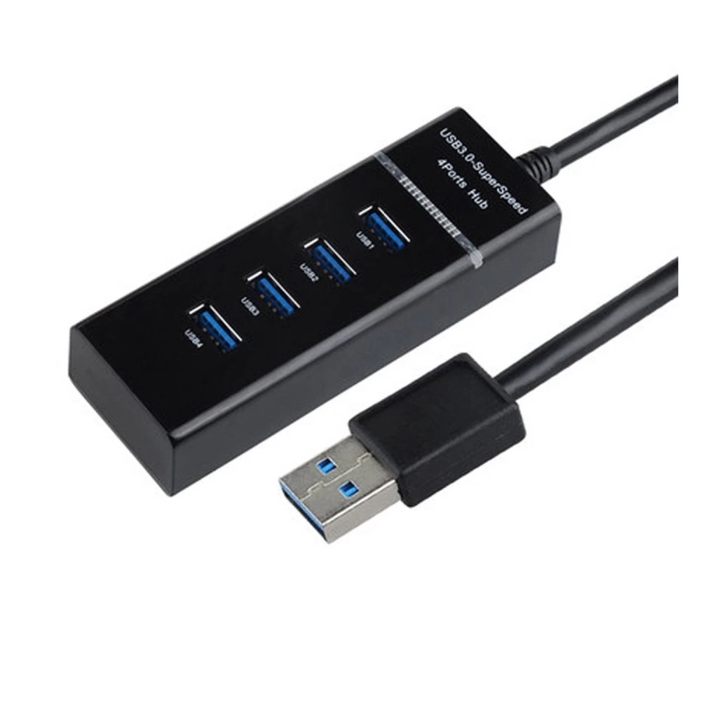 USB 3.0 hub med 4 porte, kontakt og høj hastighed til PC og Mac