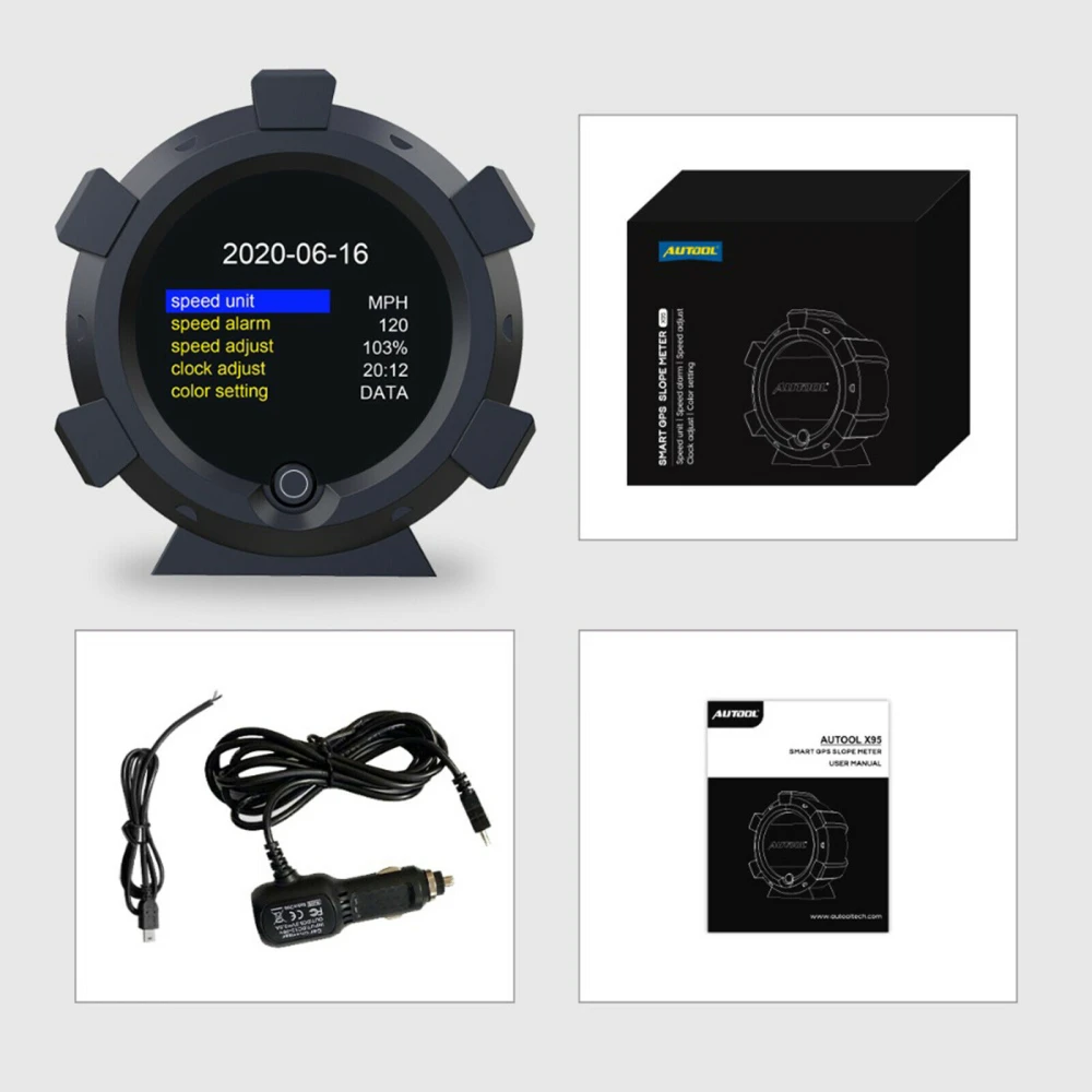 Autool X95 multifunktionelt hældningsmåler med multiaxialt gyroskop og GPS