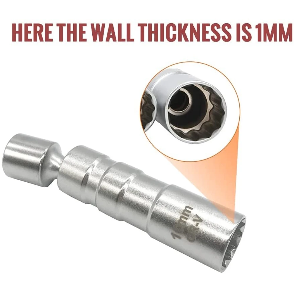 Sæt med 2 fleksible magnetiske tændrørs topnøgler 14 mm og 16 mm TSX TOOL