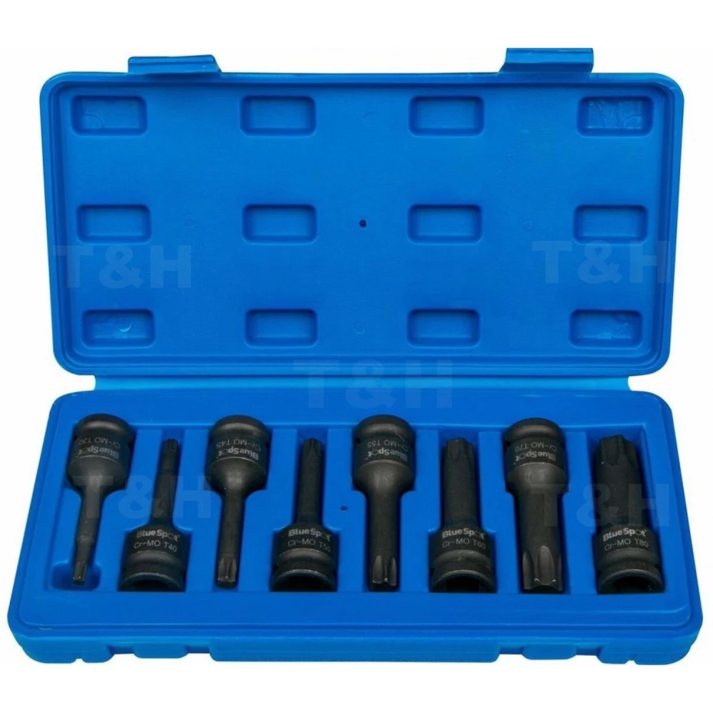 Torx slagtoppe 1/2 T30-T80 - 8 dele TSX TOOL