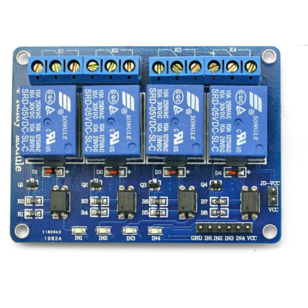 Kompatibelt kit med 4 relæer 5V til Arduino - 4 kanaler