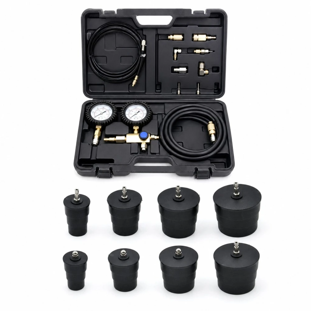 Turbokompresor Lækagetester Kit 9 Dele med Manometer Turbo Tryktest