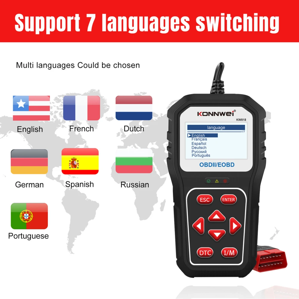 KONNWEI KW818 OBD2-scanner: OBDII-kodelæser til biler fra 1996