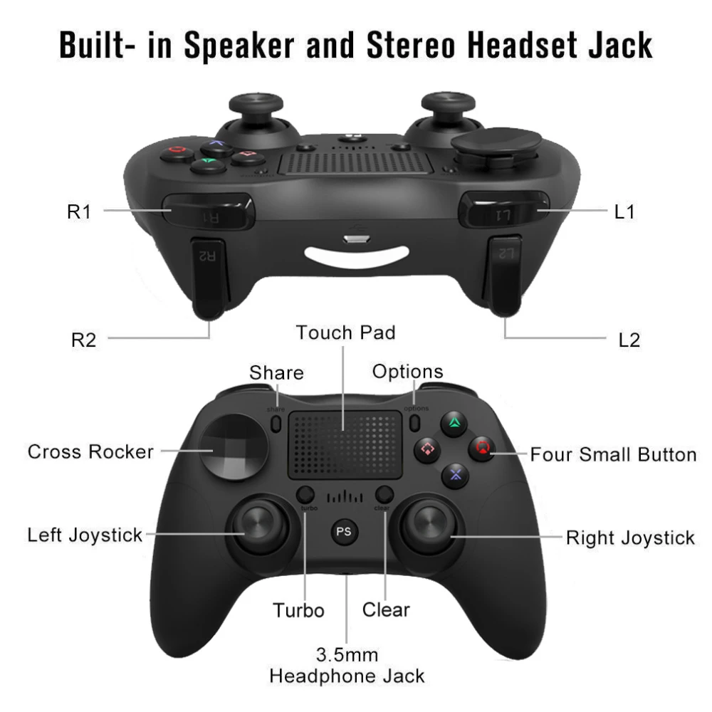 Detalle del botón Share en el mando compatible PS4 blanco