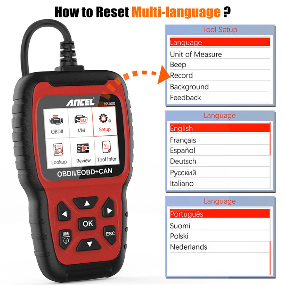 Ancel AS500 OBD2-scanner diagnoseapparat til biler