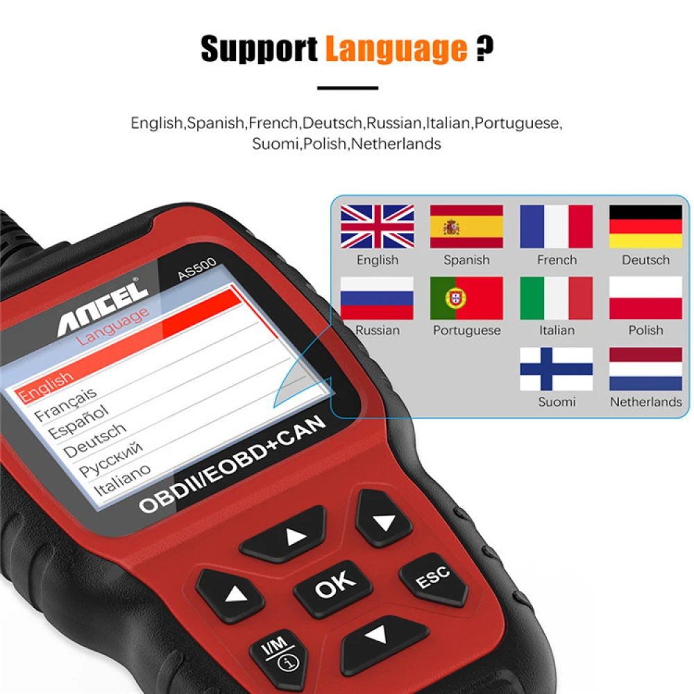Ancel AS500 OBD2-scanner diagnoseapparat til biler