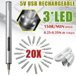 Mini elektrisk skruetrækker trådløs USB genopladelig 3 LED 22-i-1 sæt