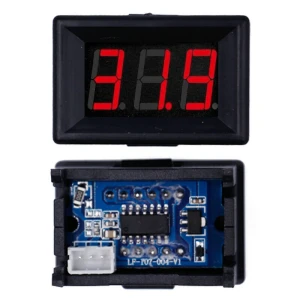 Mini digital voltmeter 3,5V - 30V med rød LED-indikator til batterier, indbygning