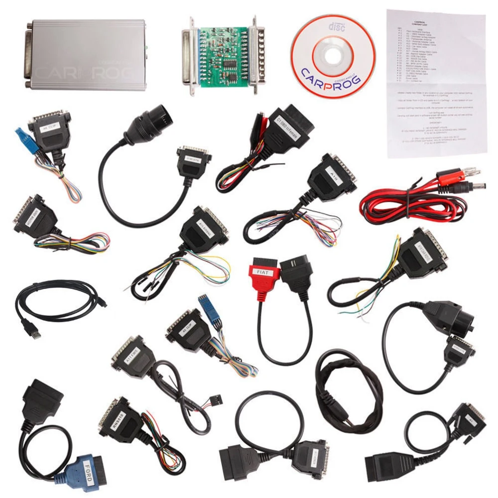 New Full Version Carprog V10.05 med 21 komplette adaptere til biler