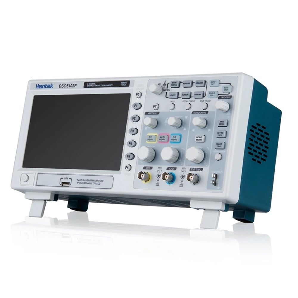 Hantek DSO5102p digitalt oscilloskop - 100MHz, 2 kanaler, 1M hukommelse