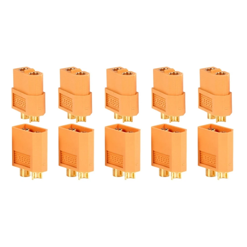 Pack 10 XT60-stik (5 hun + 5 han) til LiPo-batterier Amass