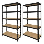Pak 2 sorte metalreoler 180x90x40 cm med 5 hylder og nem montering