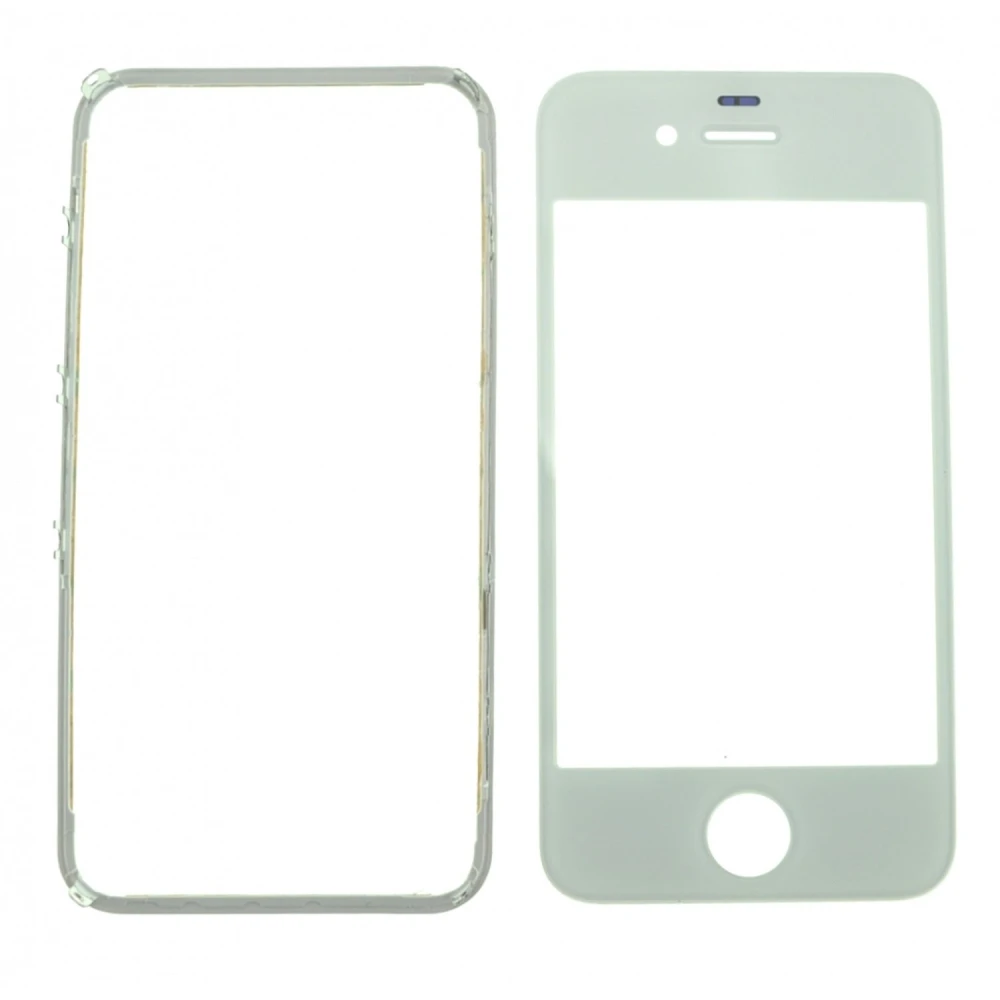 Hvid iPhone 4s glas-skærm med klæberamme til reparation