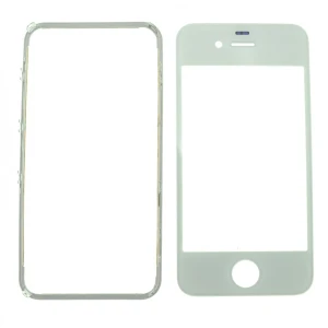 Hvid iPhone 4s glas-skærm med klæberamme til reparation