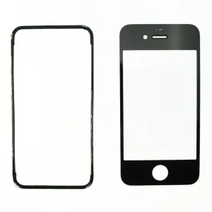 satkit Sort glas til iPhone 4S med klæberamme til reparation