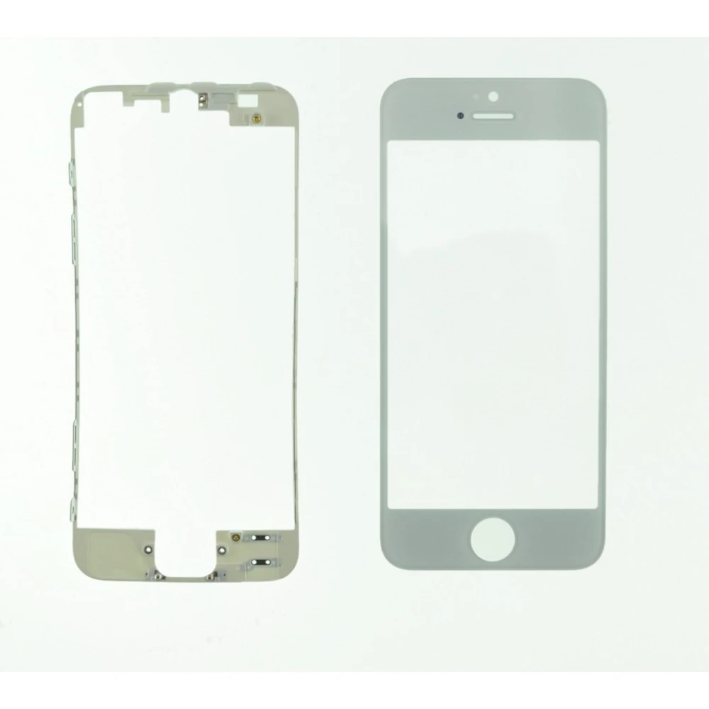 iPhone 5s glas-skærm hvid med klæberamme fra satkit