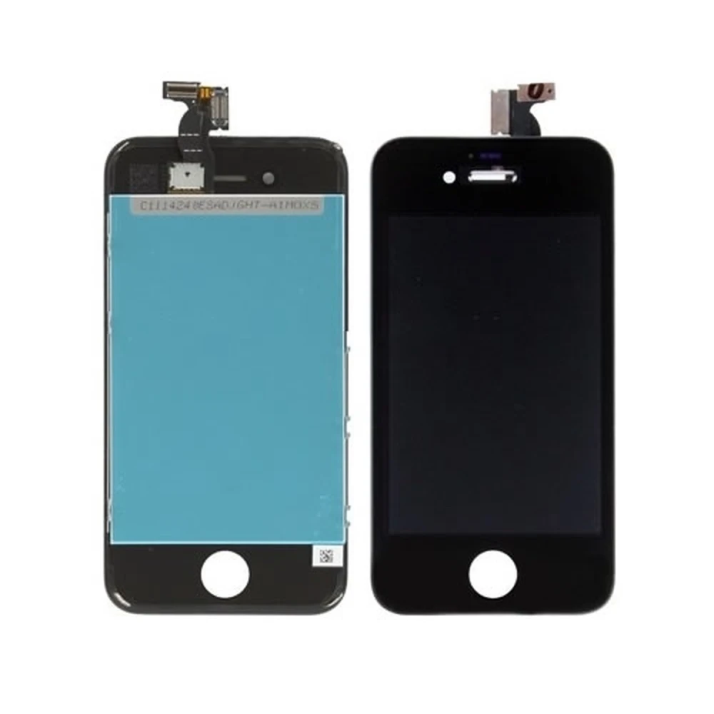 iPhone 4S skærm sort med touchpanel og glas, klar til montering