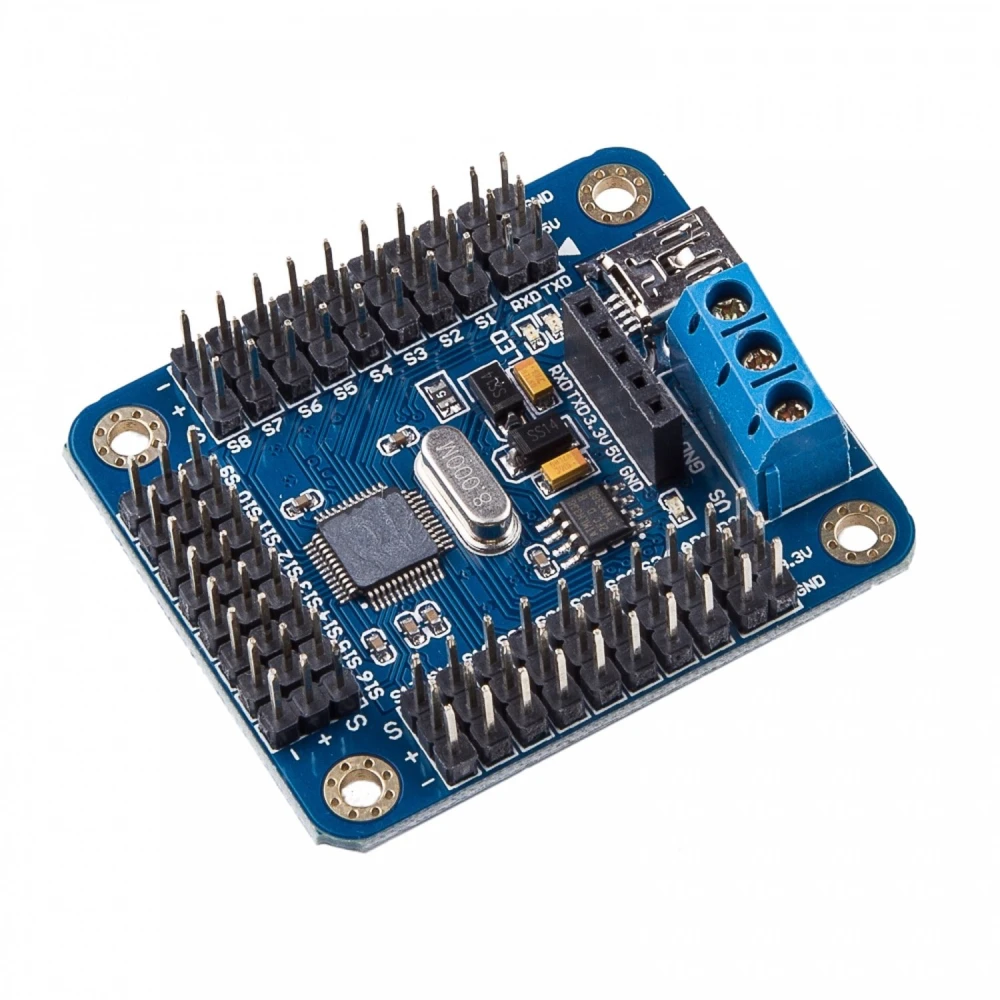 16-kanals servo controller board til Arduino til elektronikprojekter
