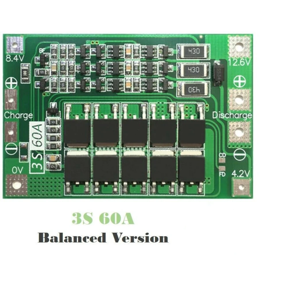 Balanceret PCB beskyttelsesplade 3S 60A til litiumbatteri