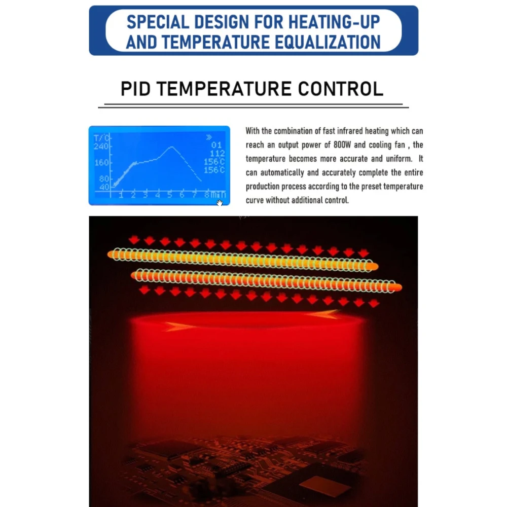 Puhui T-962 V2.0 infrarød reflowovn til PCB og SMD BGA