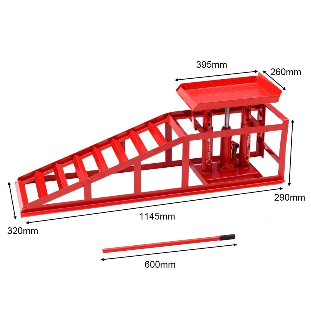 Hydraulisk bildrampe 2 ton - justerbar professionel løfterampe