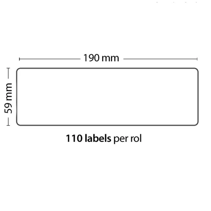 Rulle med 110 kompatible Dymo 99019 klistermærker 190mm x 59mm