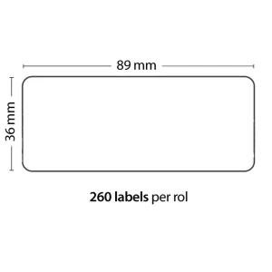 Rulle med 260 selvklæbende etiketter kompatible med Dymo 99012 89x36mm