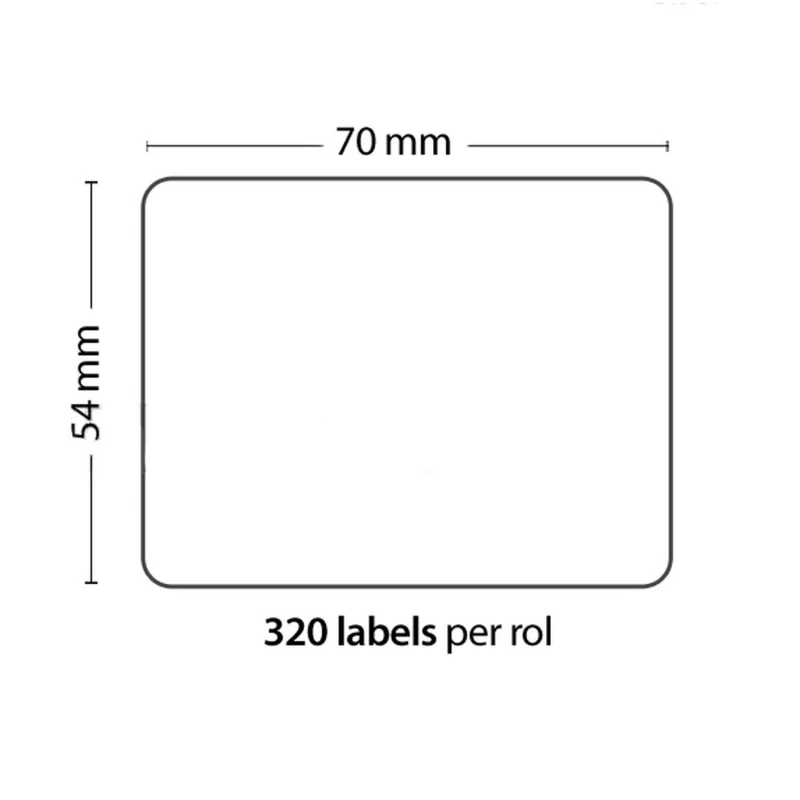 Rulle med 320 selvklæbende etiketter i størrelsen 70mm x 54mm kompatibel med Dymo 99015
