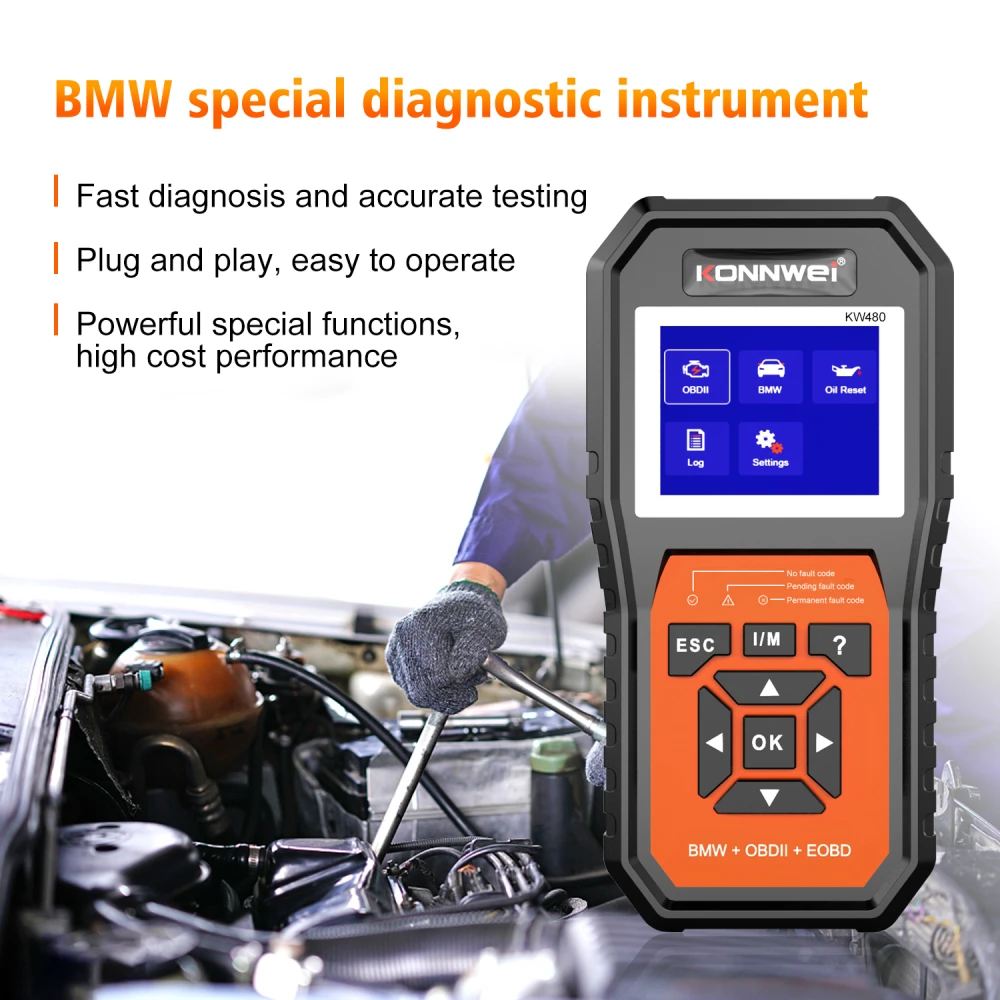 BMW diagnose scanner Konnwei KW480 - OBD2 til BMW