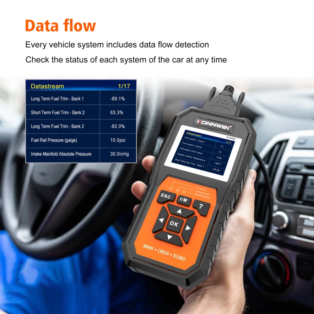 BMW diagnose scanner Konnwei KW480 - OBD2 til BMW