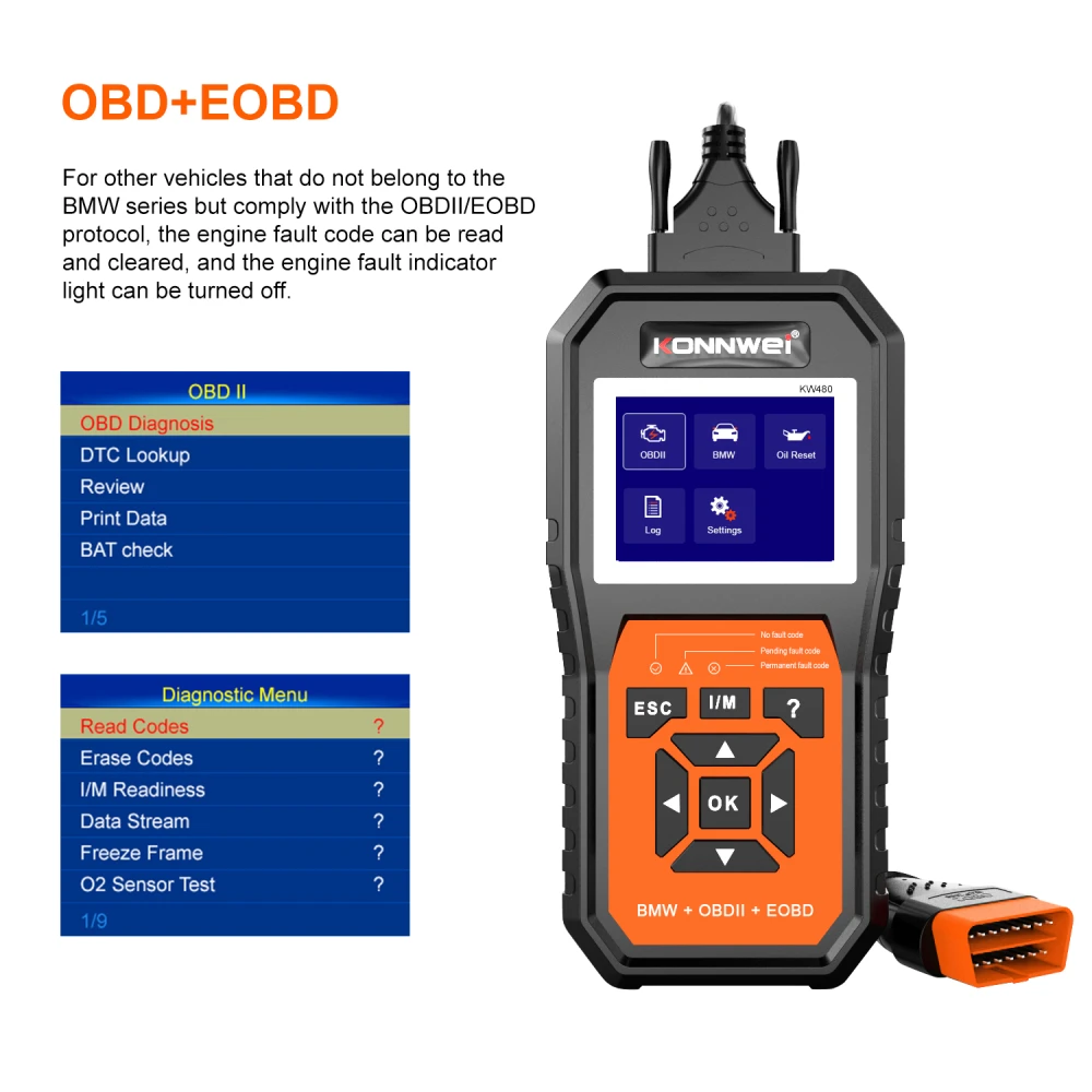 BMW diagnose scanner Konnwei KW480 - OBD2 til BMW