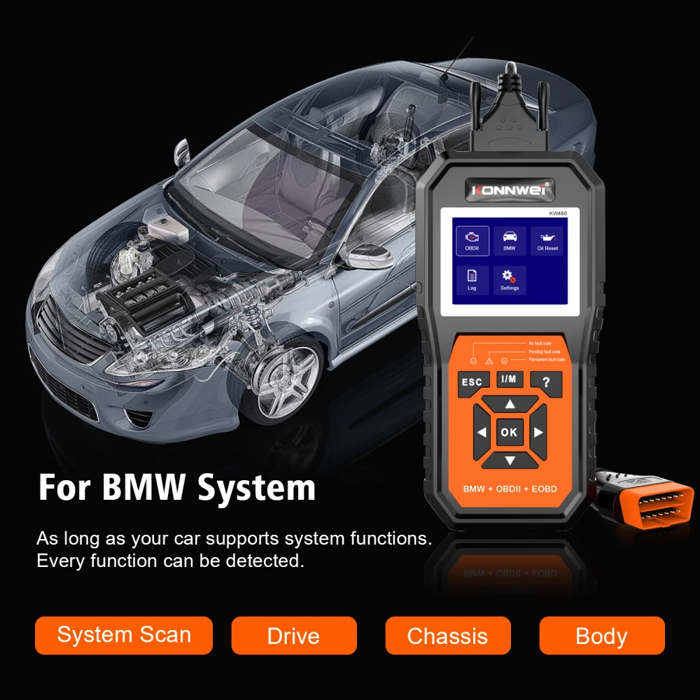 BMW diagnose scanner Konnwei KW480 - OBD2 til BMW