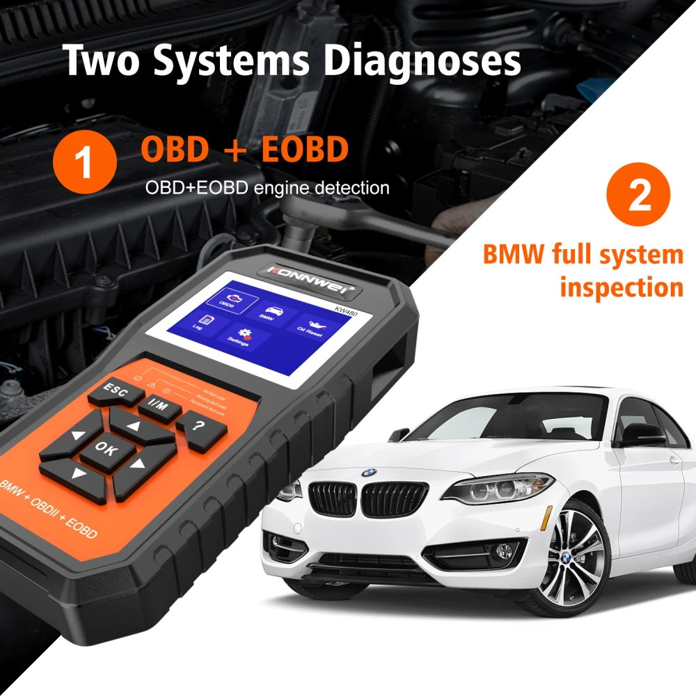 BMW diagnose scanner Konnwei KW480 - OBD2 til BMW