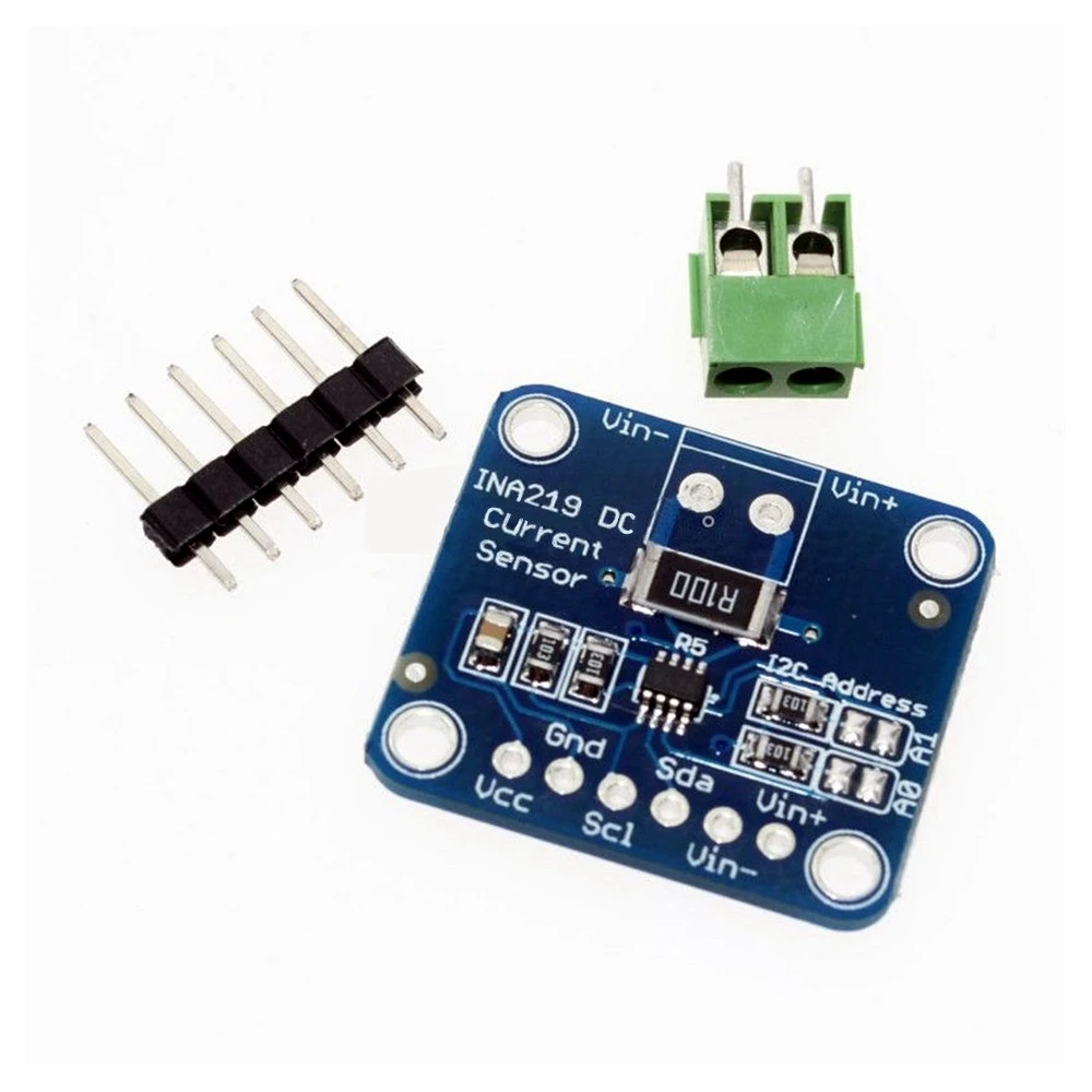 Módulo sensor de corriente bidireccional INA219 I2C MCU-219 en placa de prueba