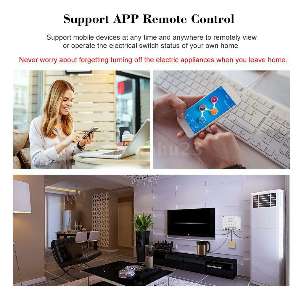 Sonoff 4CH Pro R3 WiFi-relæ 4 kanaler til smart home med Alexa og Google Home