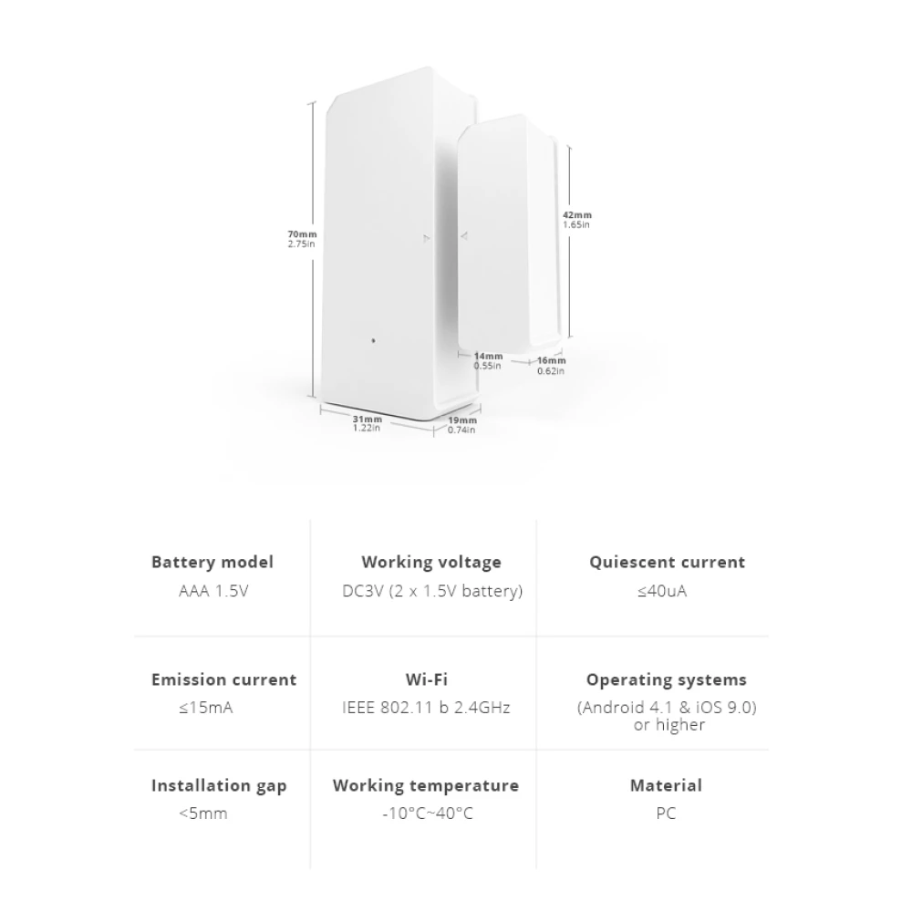 SONOFF SDW2 WiFi trådløs sensor til dør og vindue
