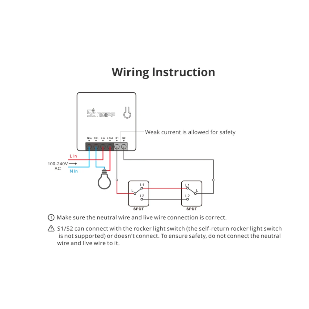 SONOFF ZBMINI ZigBee smart kontakt mini til 2-vejs lysstyring